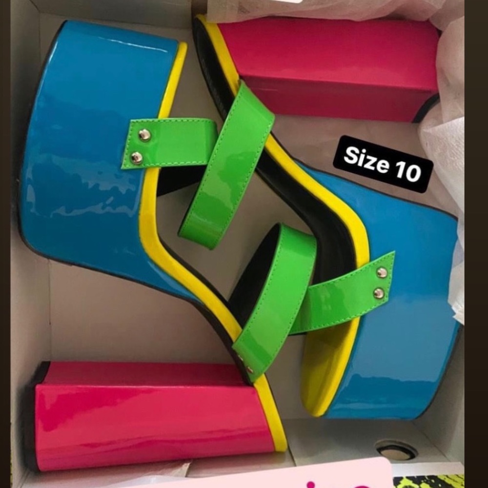 Tango Ladies Night Chunky Heels Multi Color